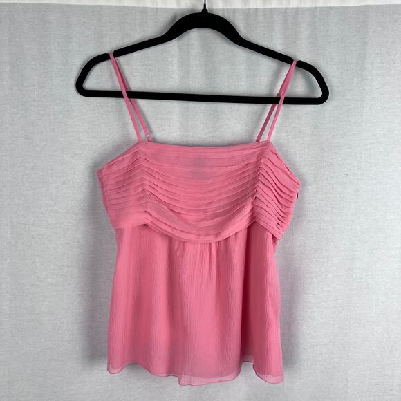 Vintage Gap Y2K Coquette Babydoll Cami Top Pleated Silk Pink Fairy Romantic - Picture 1 of 5